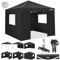 FALTPAVILLON 3x3 m mit 4 Seitenteilen Schwarz - Schwarz, Metall (300/320/300cm)