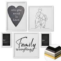WANDBILDER 5er-Set - 50x50 cm & 20x30 cm & 40x60 cm Weißer Rahmen - Definitionen der Liebe in Familienzeichnungen - Weiß, Kunststoff (40/60cm) - ArtPrintCave