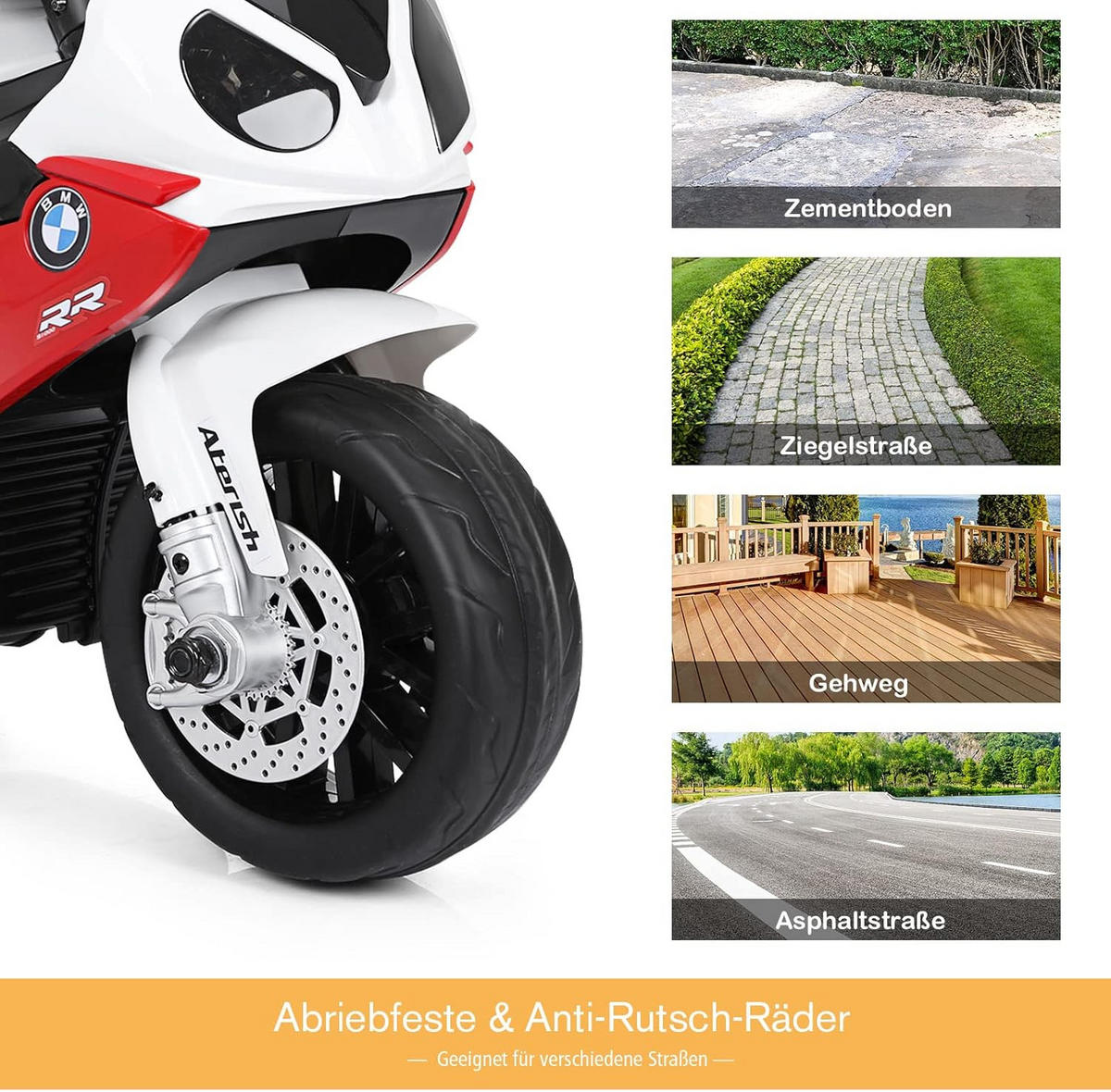 KINDERMOTORRAD BMW 6V Rot - Rot, Kunststoff (37/44/66cm) - COSTWAY