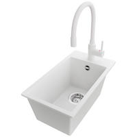 GRANITSPÜLE Riga, 2-er set Weiß 28/50 cm 1 Becken + Küchenarmatur 38/14 cm + Ablauf-Set ab 30er Unterschrank - Chromfarben/Weiß, Kunststoff (28/20/50cm) - Primagran