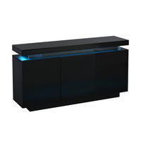 SIDEBOARD DE-38589 140/35/72,5 cm LED-Beleuchtung und Hochglanz Schwarz - Schwarz, Holzwerkstoff (140/72/38cm) - ComfortXL