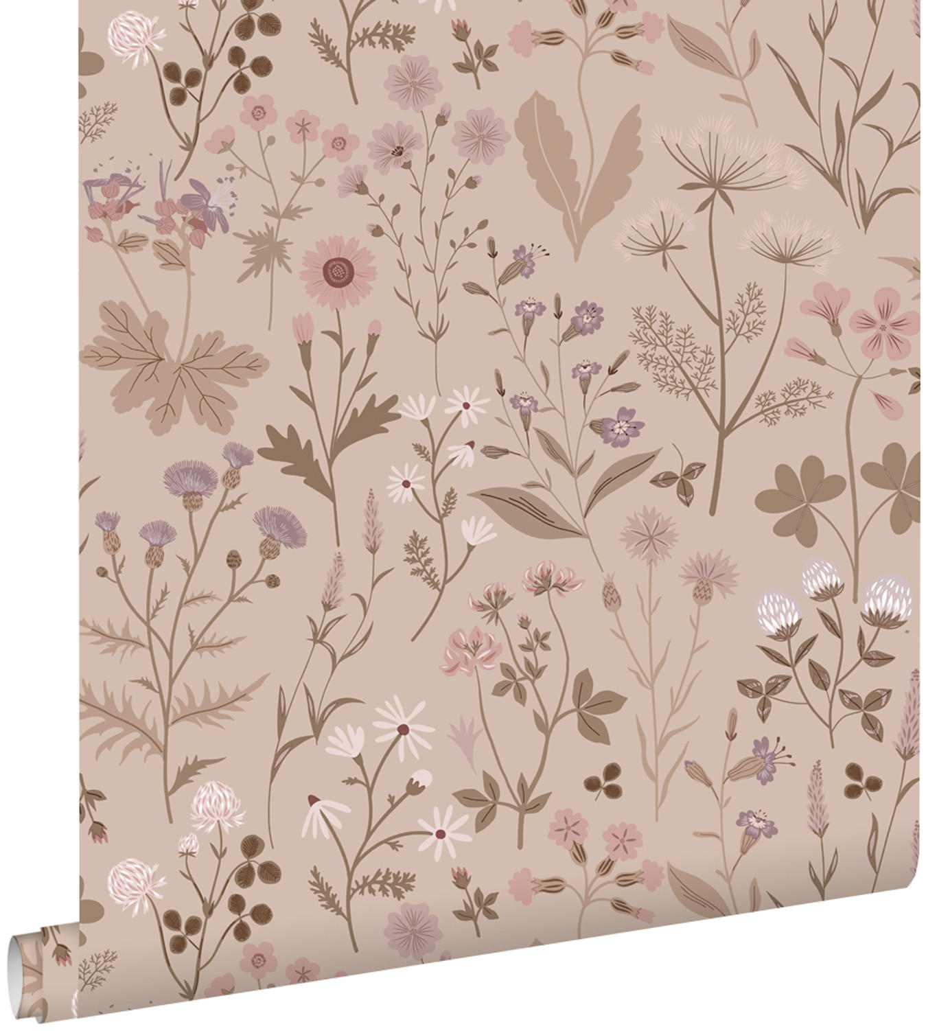 TAPETE Feldblumen 53 cm x 10.05 m - Pink, Papier (53/1000cm) - ESTAhome