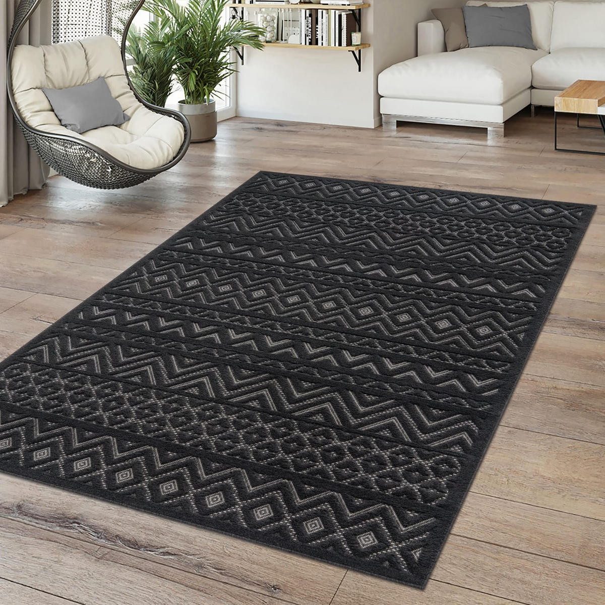 OUTDOORTEPPICH Boho Anthrazit 80 x 150 cm - Anthrazit, Kunststoff (80/150cm) - TT Home