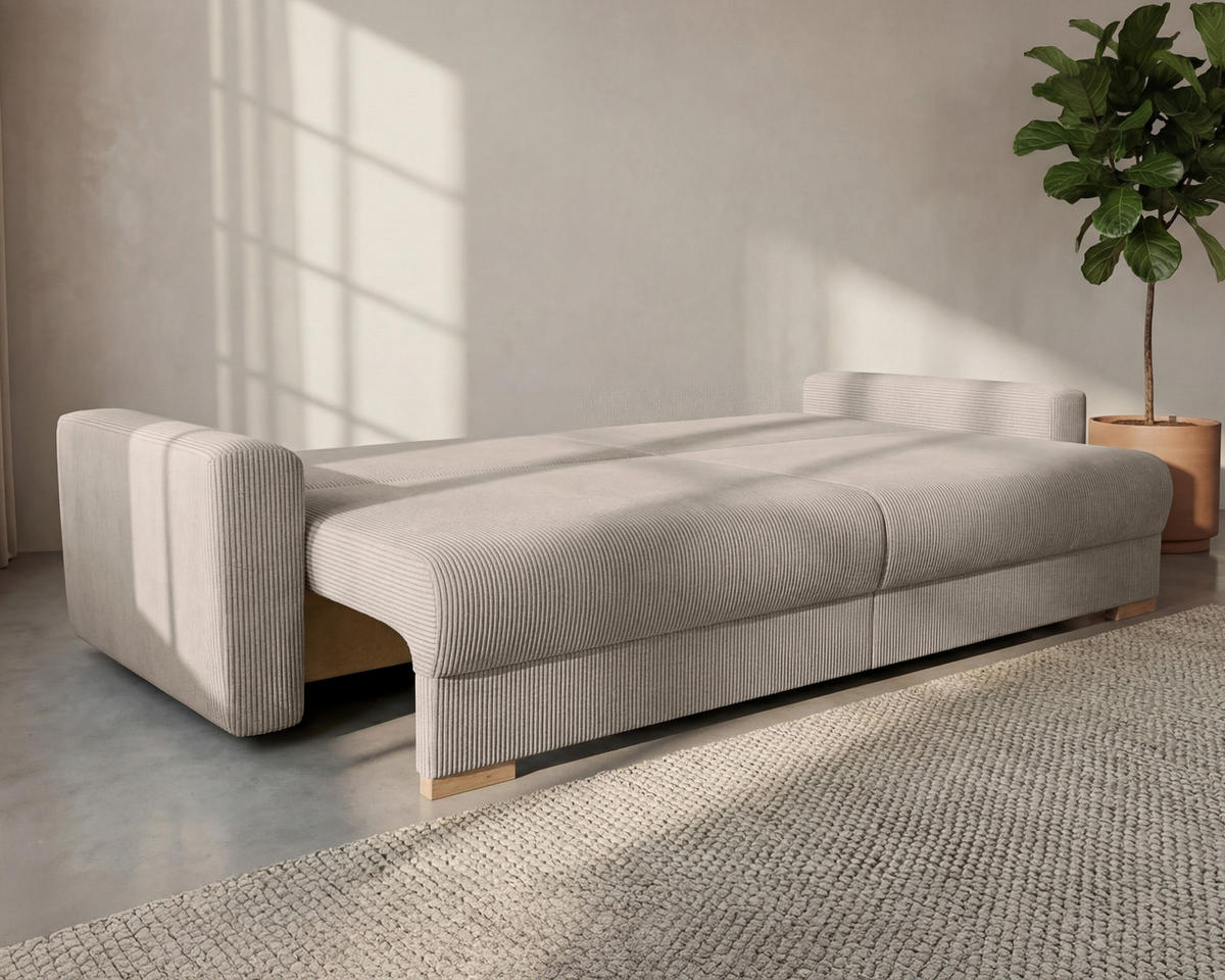 3-SITZER-SCHLAFSOFA ELMA mit Bettfunktion, hellbraun - Hellbraun, Holz (92.5/79/230cm) - Homesy