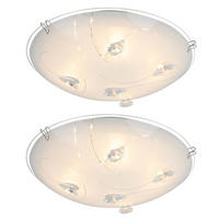 LED DECKENLEUCHTE INKA Weiß Opal 2er Set - Weiß, Glas (25/25/7.5cm) - Globo Lighting