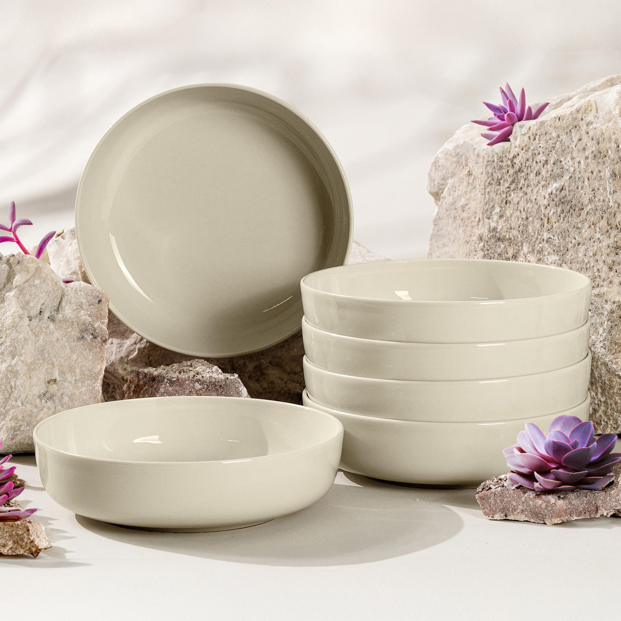 TELLER-SET VICTO 6-tlg Suppenteller - Beige, Keramik (18cm) - KONSIMO®