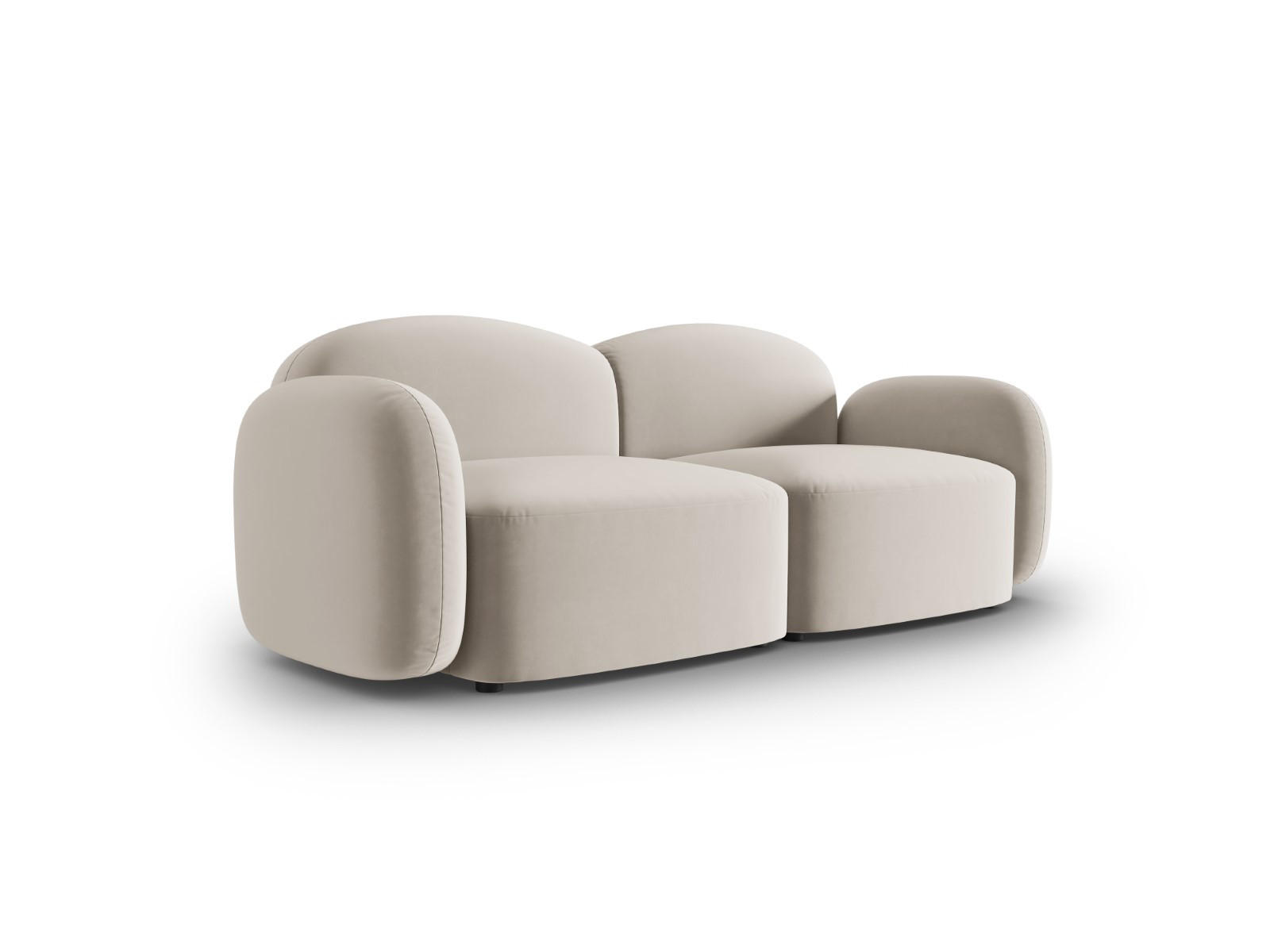 SOFA Blair aus Samt leichtes beige 2 Sitzplätze - Creme, Textil (87/80/194cm) - Micadoni
