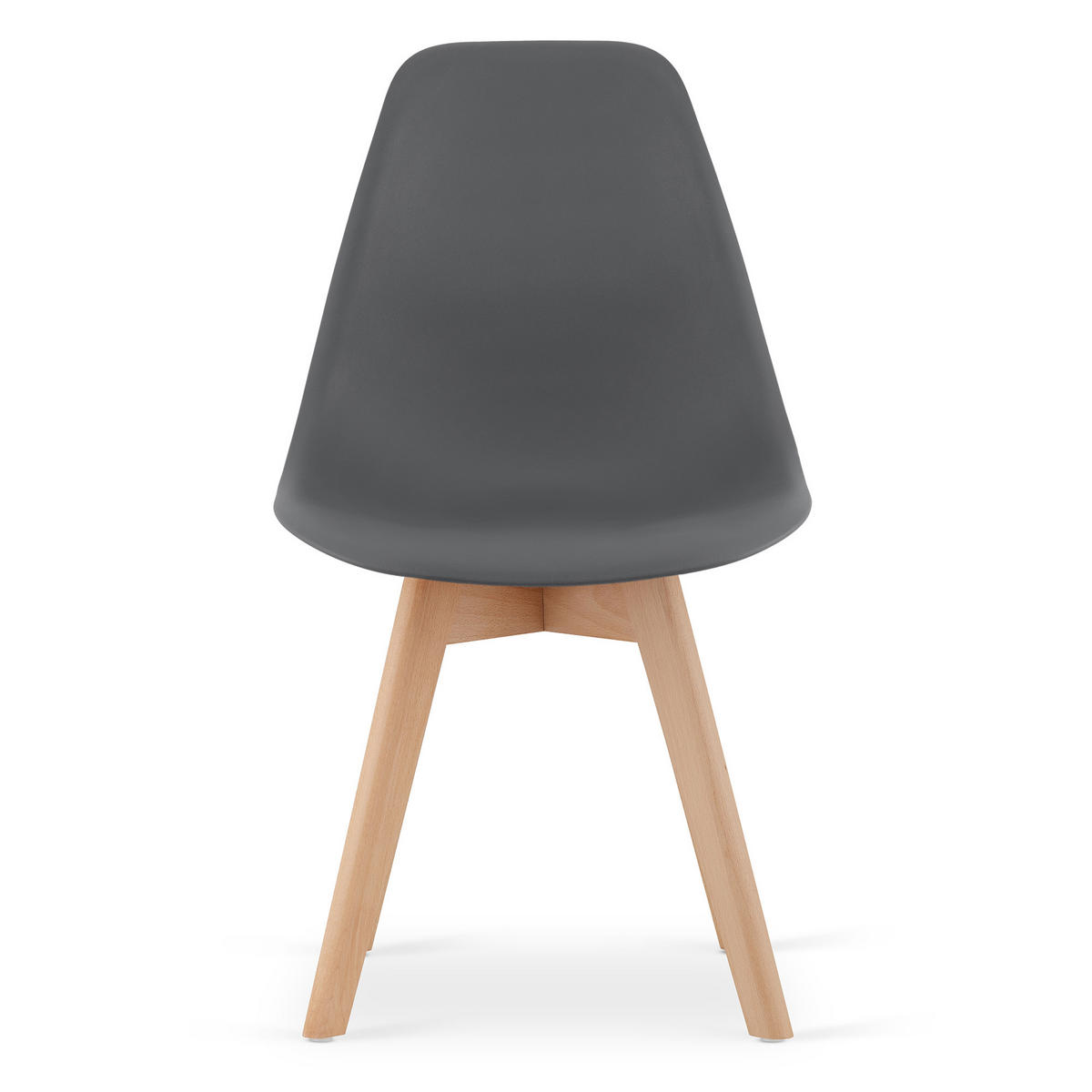 ESSZIMMERSTUHL 3-er Set KITO dunkelgrauer Sitz, natürliche Beine - Dunkelgrau/Naturfarben, Kunststoff (46/80/54.5cm) - Valora