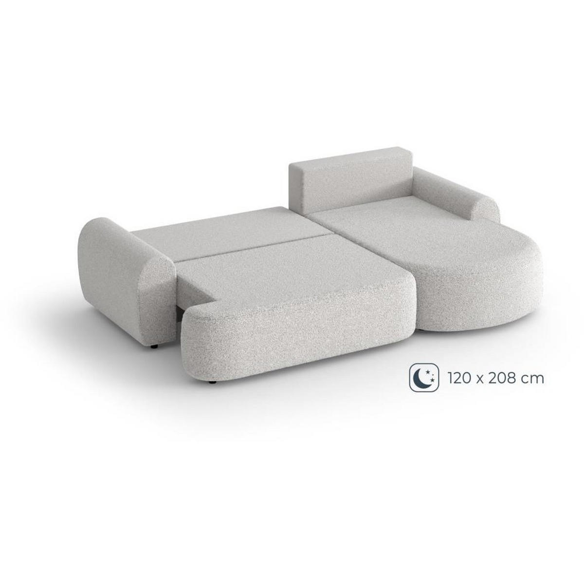 ECKSCHLAFSOFA Olivio L Beige, rechts - Beige/Schwarz, Kunststoff/Textil (266/170cm) - Beautysofa