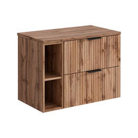 WASCHBECKENUNTERSCHRANK hängend mit Ablagen - Streifenoptik - Holzfarben hell - 80 cm - ZEVARA - Naturfarben, Holz (80/57/46cm) - Vente-Unique