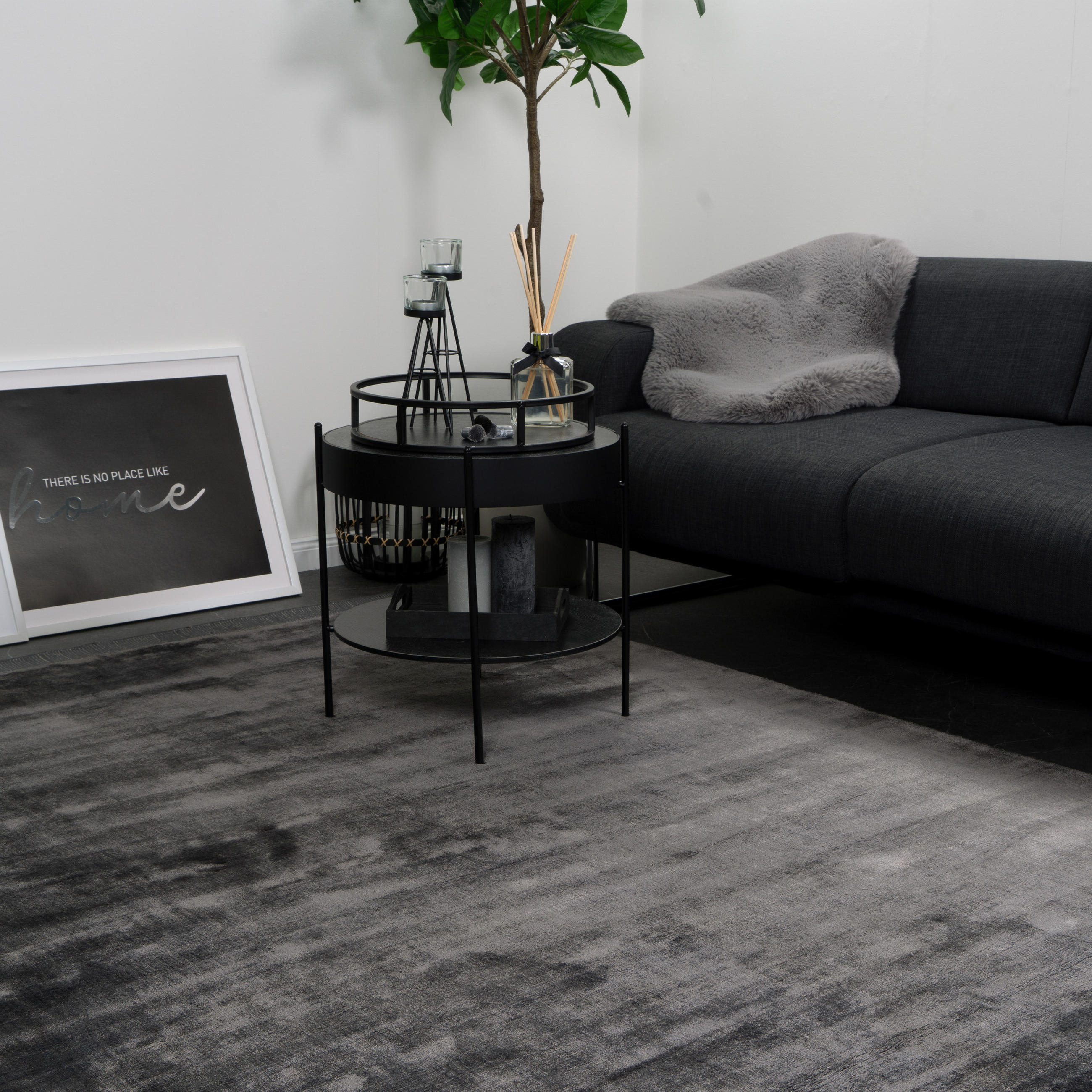 TEPPICH VISKOSE HANDGEWEBT BAMBOO 80/150 Anthrazit - Anthrazit, Naturmaterialien (80/150cm) - Consilio Concept