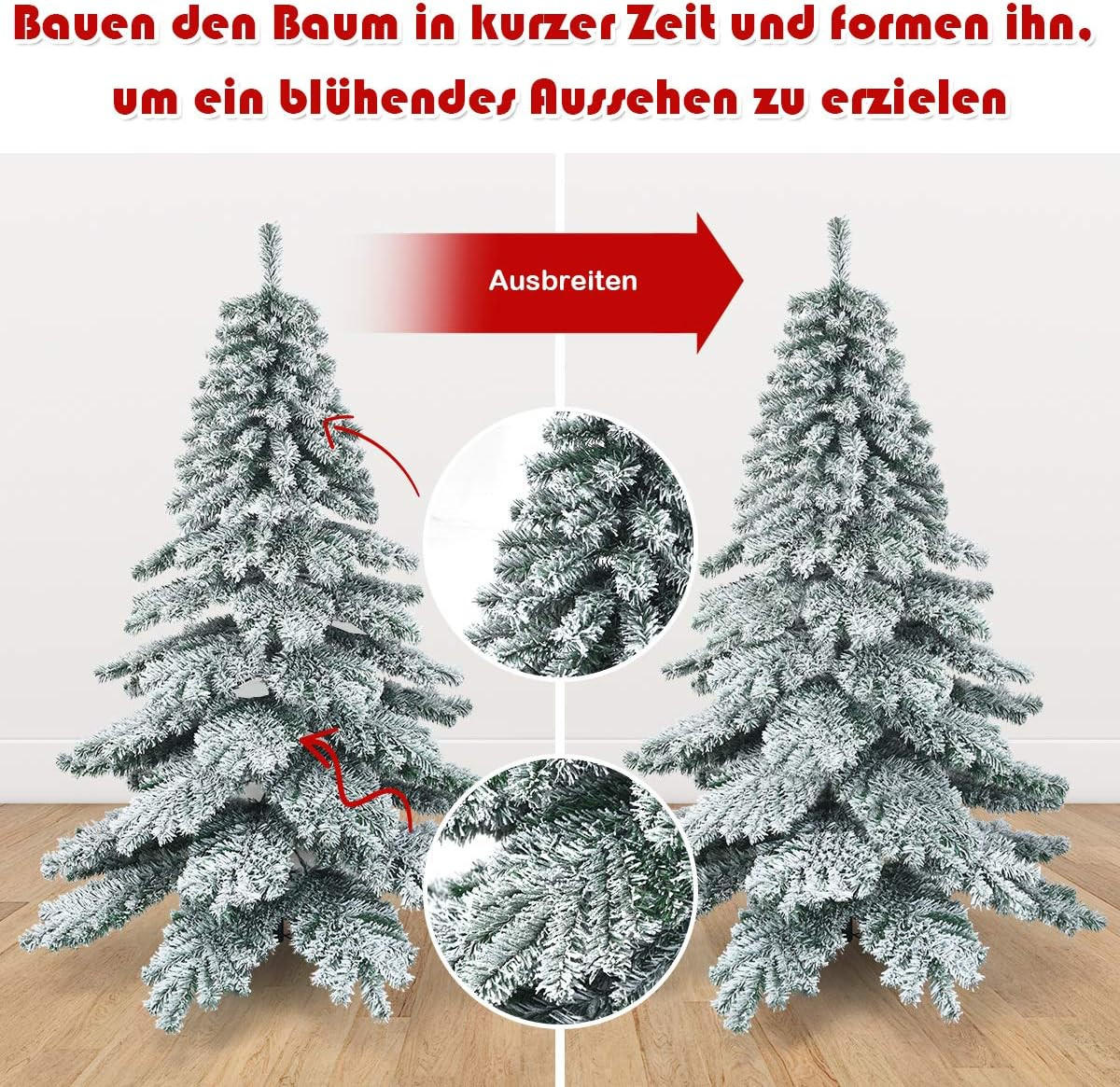 WEIHNACHTSBAUM Weiß - Weiß, Kunststoff (180cm) - COSTWAY