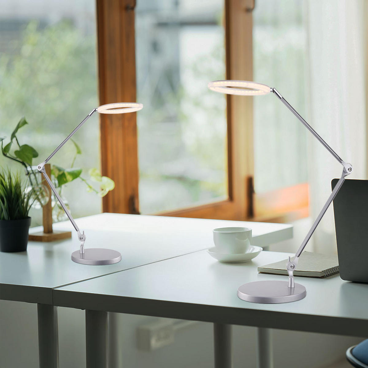 LED TISCHLEUCHTE ACE Silber satiniert - Silberfarben, Metall (8.4/8.4/80cm) - Globo Lighting