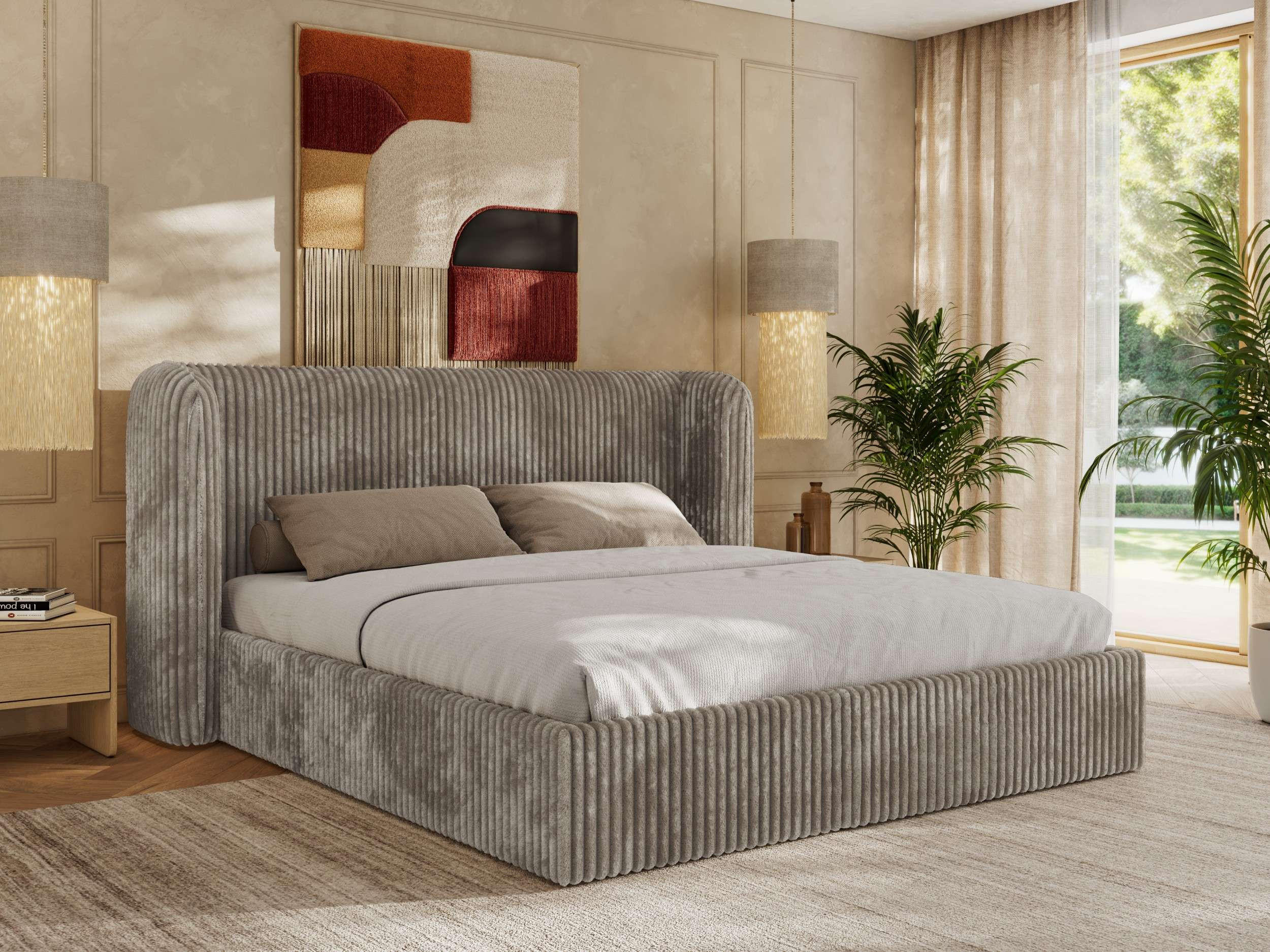 POLSTERBETT EMORA CLASSIC 180/200 - Hellbraun Cord - ohne Matratze - Hellbraun, Textil (180/200cm) - MKS