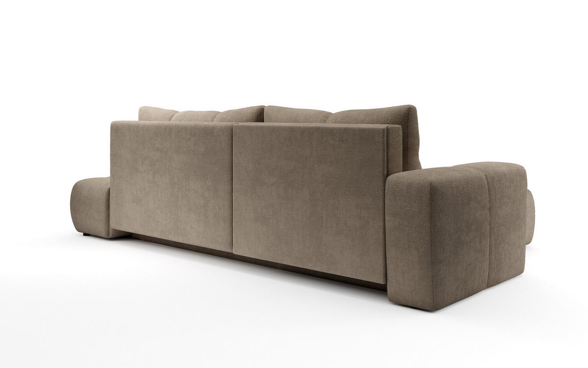 ECKSOFA DUCA L-S Beige Chenille mit Schlaffunktion - Beige, Holz (266.5/266.5cm) - MASSENO