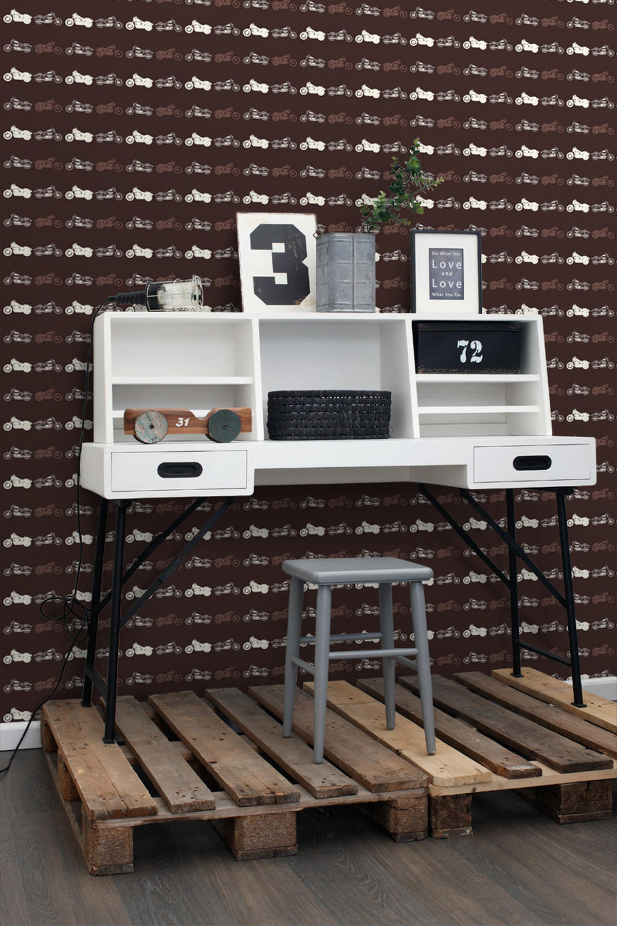 TAPETE Motorräder 53 cm x 10.05 m - Braun, Papier (53/1000cm) - ESTAhome