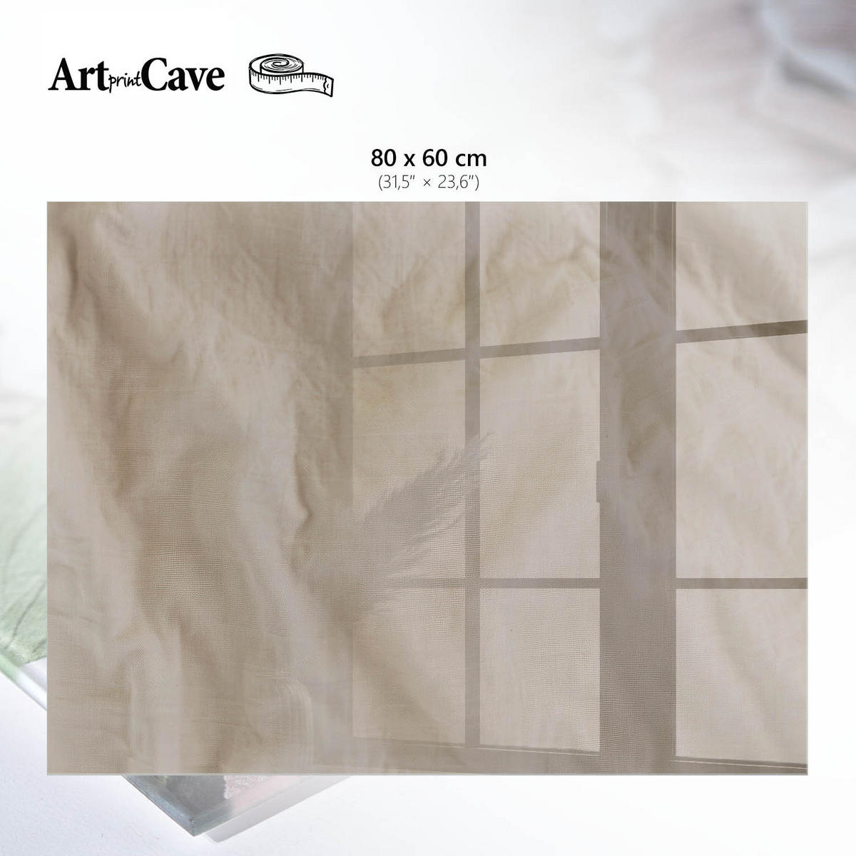 GLASPLATTE 80x60 cm – Cremematerial - Beige, Glas (0.4/80/60cm) - ArtPrintCave
