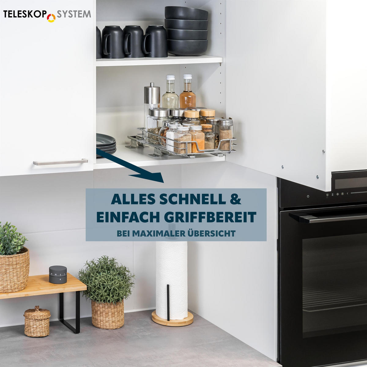 TELESKOP-GEWÜRZREGAL ausziehbar mit Einlegeboden aus verchromtem Metall - Chromfarben, Metall (21/8/28cm) - bremermann