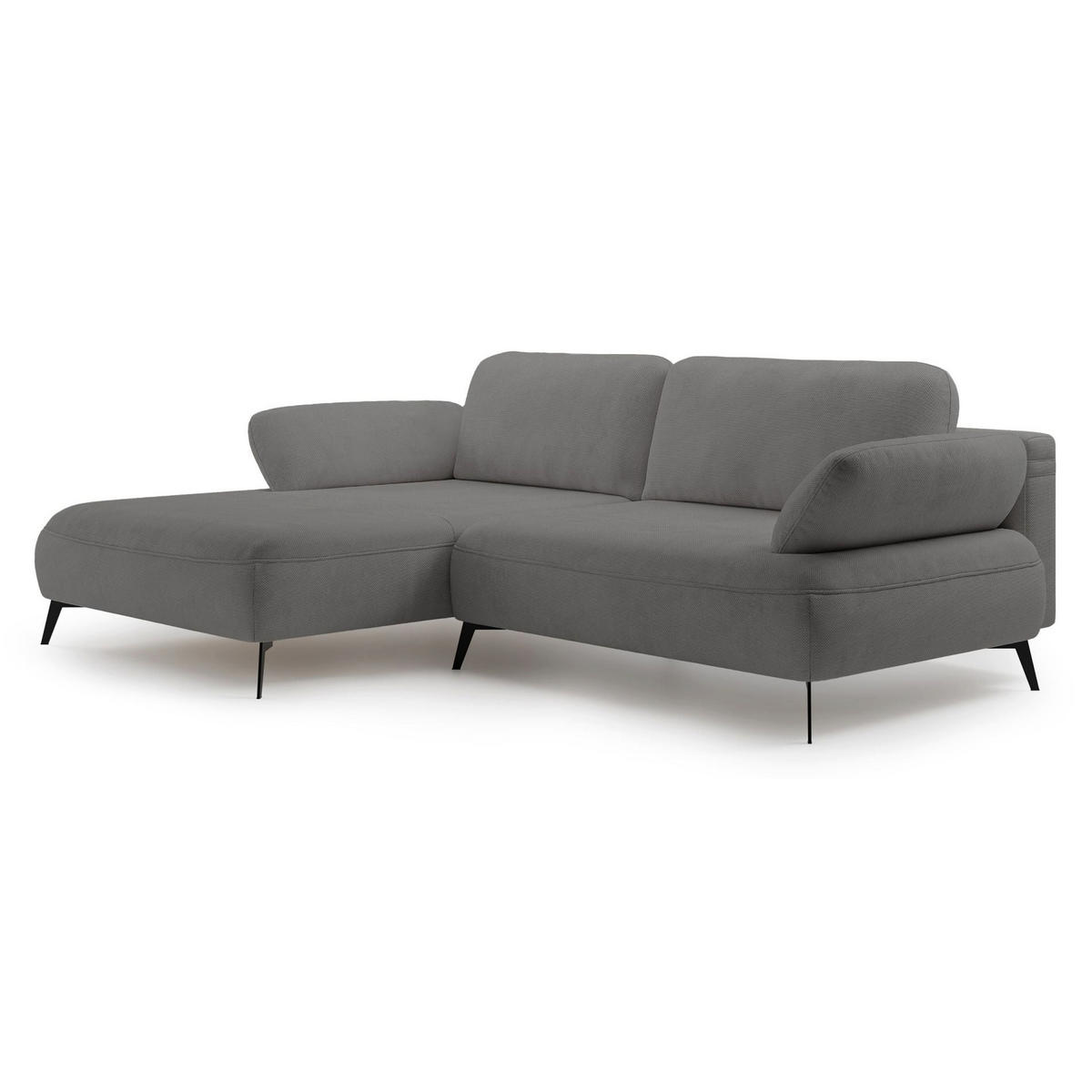 ECKSOFA Avolla Grau links - Schwarz/Grau, Textil/Metall (284/186cm) - Selsey