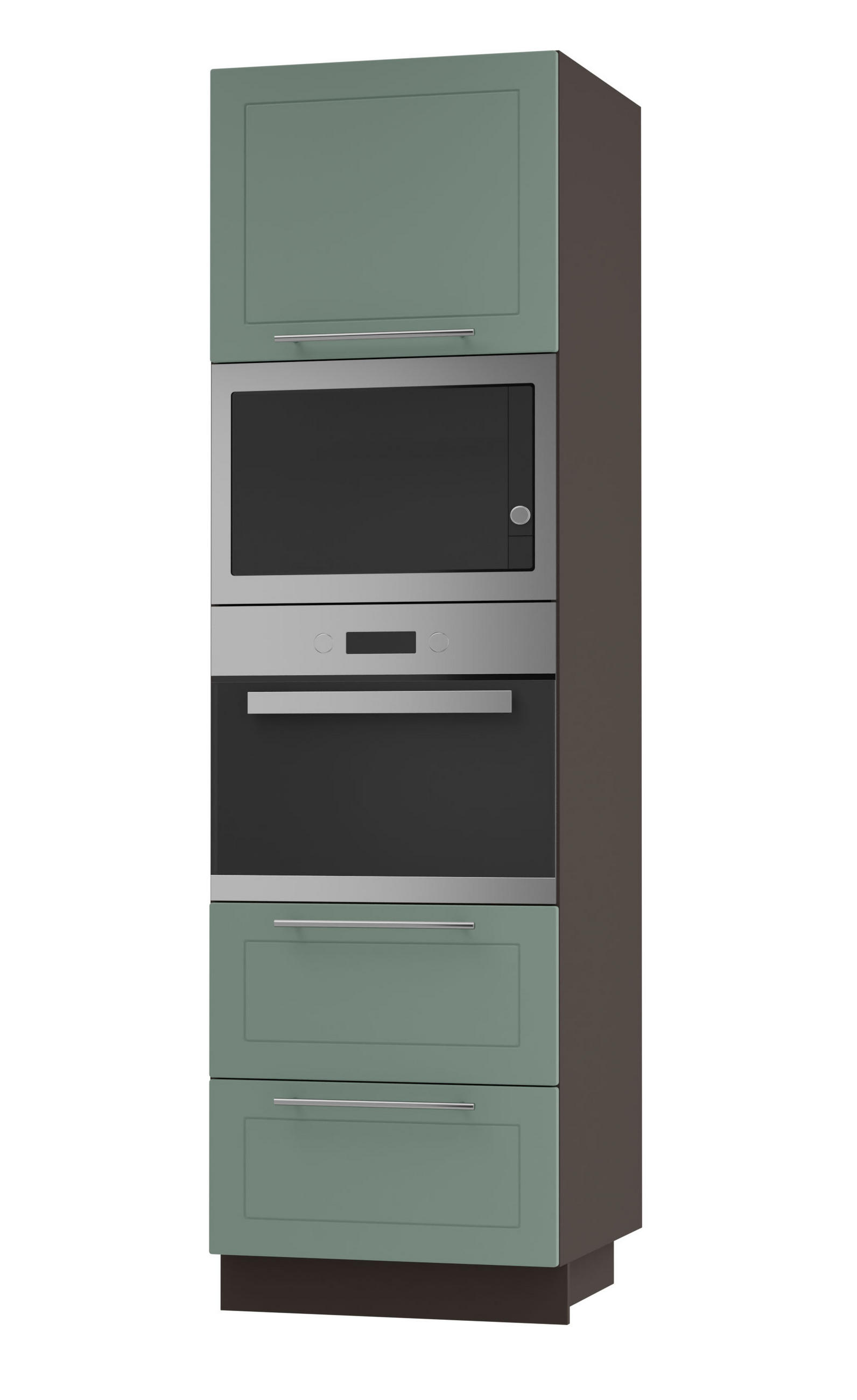 BACKOFEN-HOCHSCHRANK Kvantum D14/RU/2M/284 Mint Matt / Lava Matt 60 / 59 / 207cm - Dunkelgrau/Mintgrün, Holz/Holzwerkstoff (60/207/59cm) - Feldmann-Wohnen