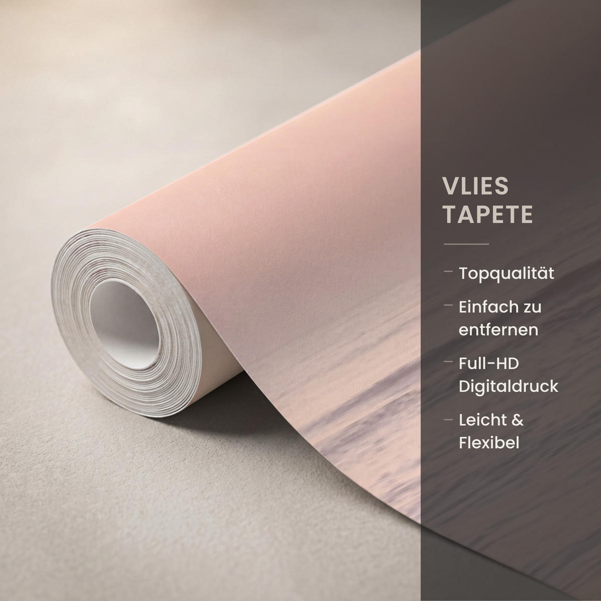 TAPETE - Sonne - Strand - Rosa - 500x200 cm - Hellrosa, Papier (500/200cm) - OnlyWow