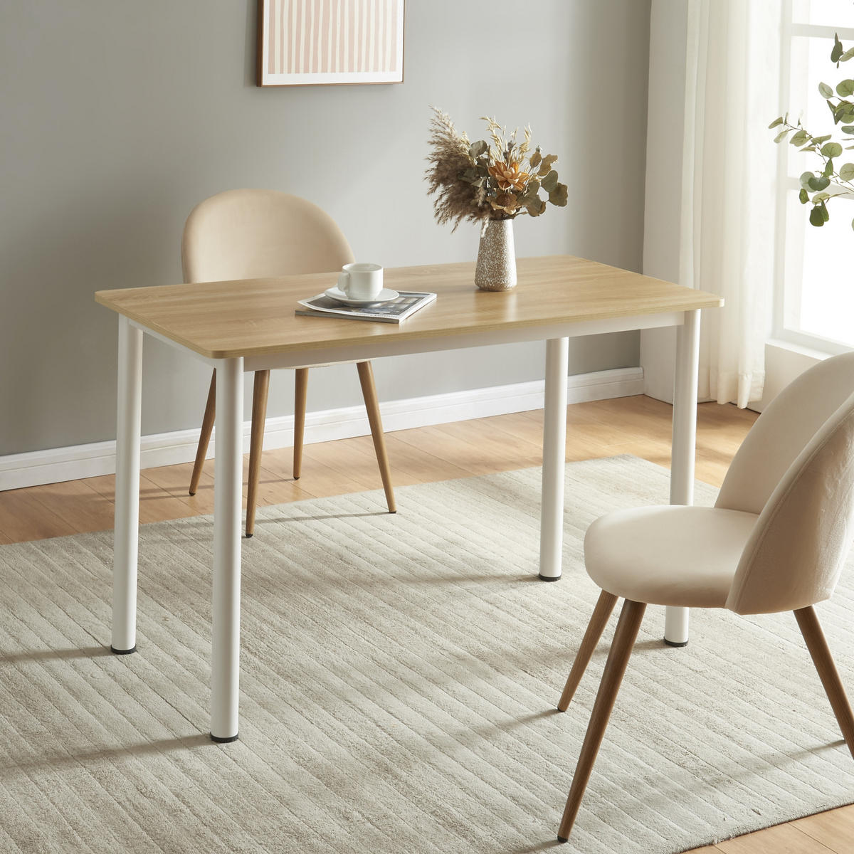 ESSTISCH Tammela - Eichefarben/Weiß, Holzwerkstoff/Metall (120/60/75cm) - [en.casa]
