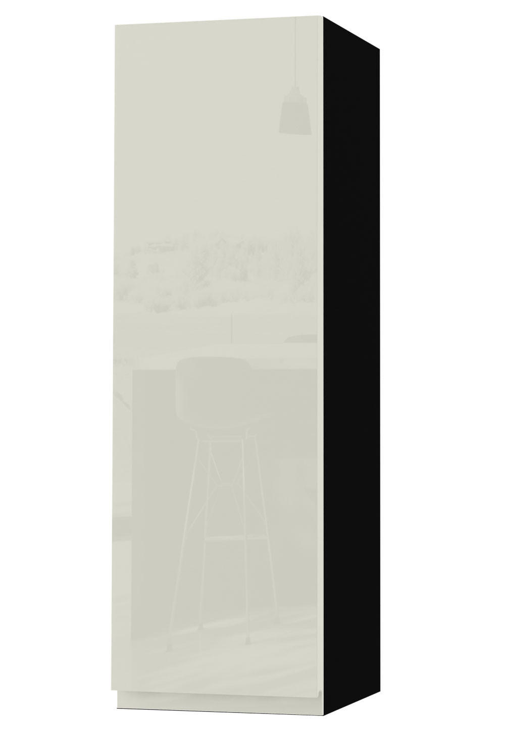 HÄNGESCHRANK Florence W4/30 Schwarz / RAL 1013 perlweiß HG 30 / 32,5 / 96cm - Türanschlag rechts - Weiß Hochglanz/Schwarz, Holz/Holzwerkstoff (30/96/32.5cm) - Feldmann-Wohnen