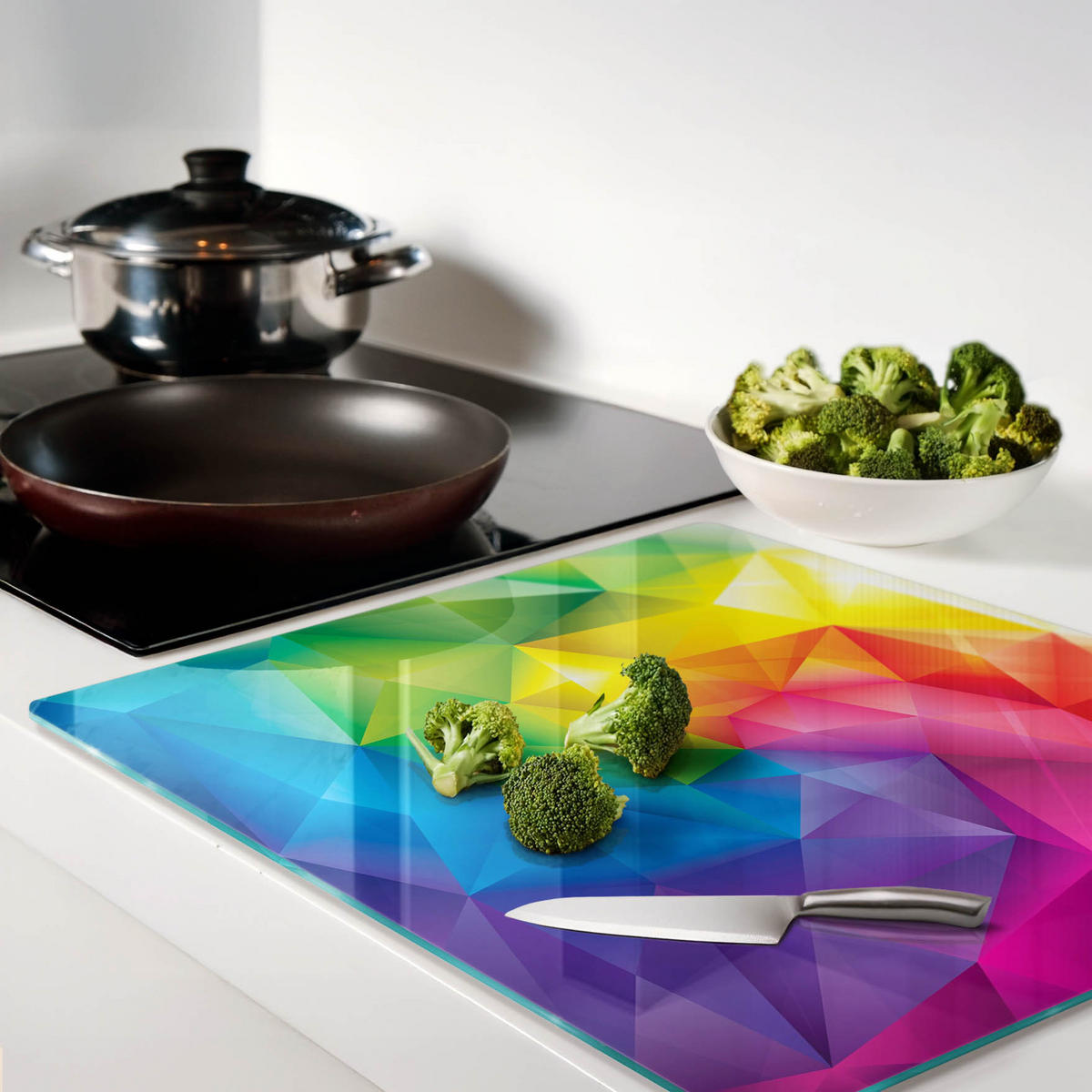 GLASPLATTE 60x52 cm Abstrakt - Multicolor, Glas (60/0.4/52cm) - TULUP