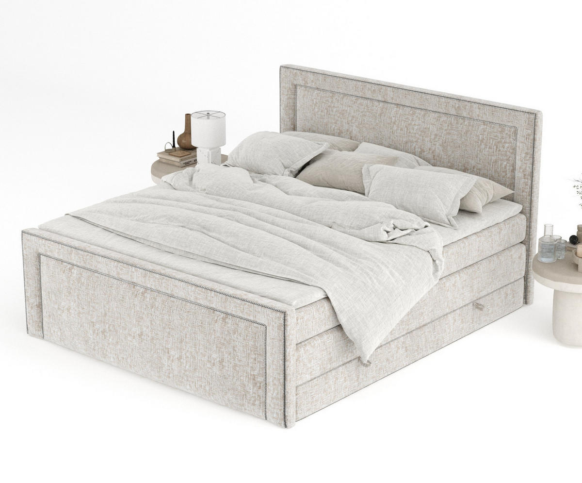 BOXSPRINGBETT Luxora Beige 140/200 cm - Beige/Schwarz, Holz/Holzwerkstoff (140/200cm) - Maison de Reve
