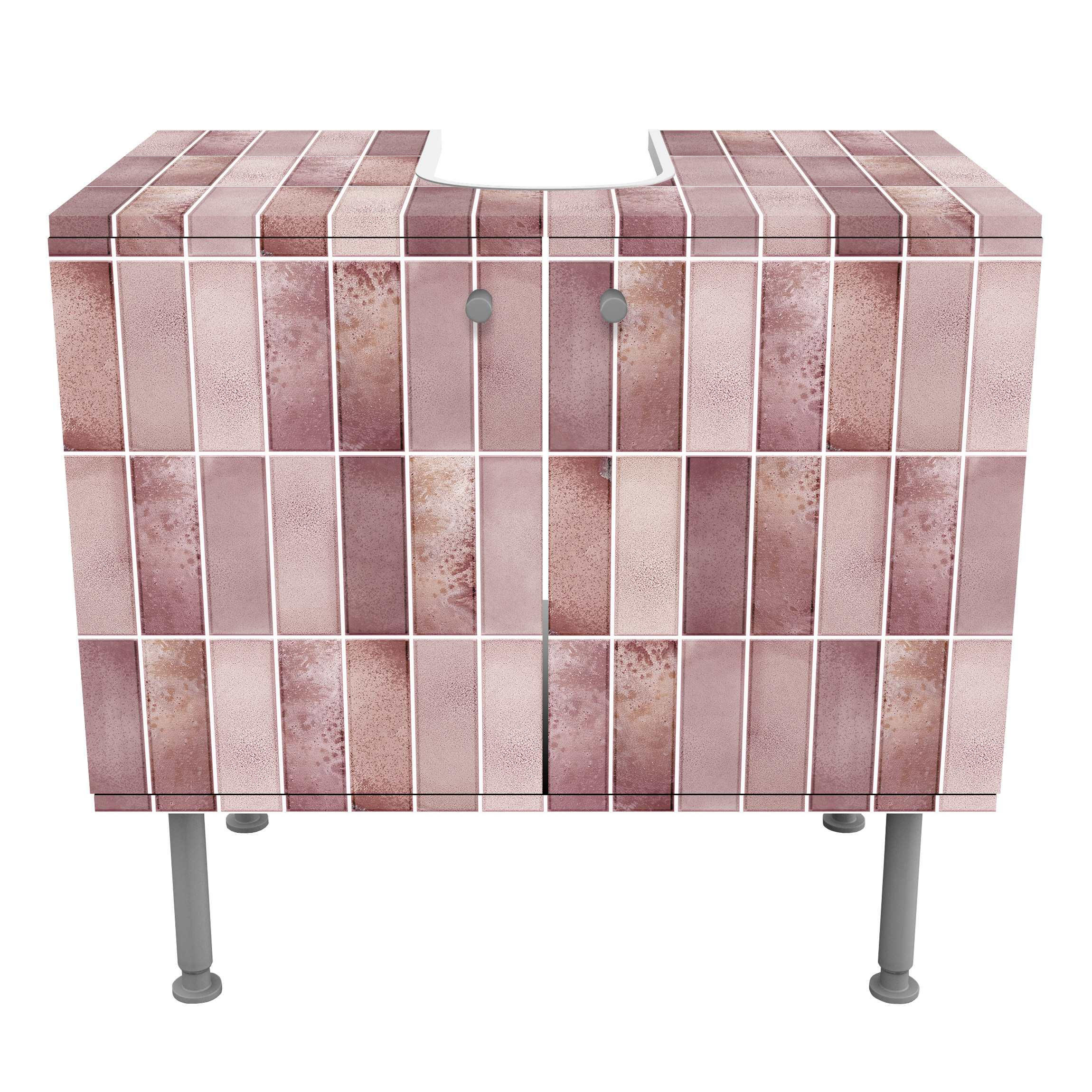 WASCHBECKENUNTERSCHRANK Metro Fliesen Keramikoptik Rosa 60/55/35 cm - Rosa, Holzwerkstoff (60/55/35cm) - Bilderwelten