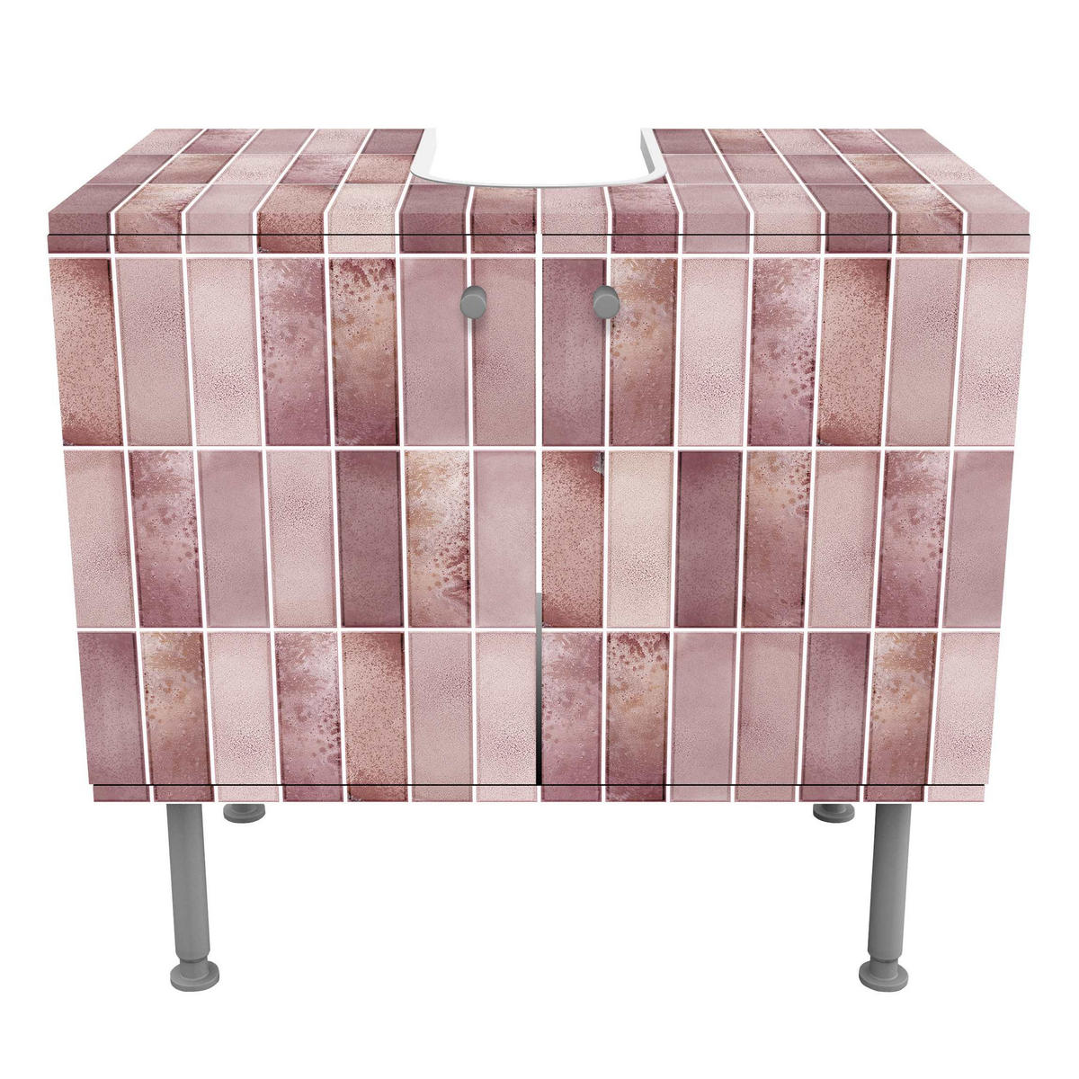 WASCHBECKENUNTERSCHRANK Metro Fliesen Keramikoptik Rosa 60/55/35 cm - Rosa, Holzwerkstoff (60/55/35cm) - Bilderwelten