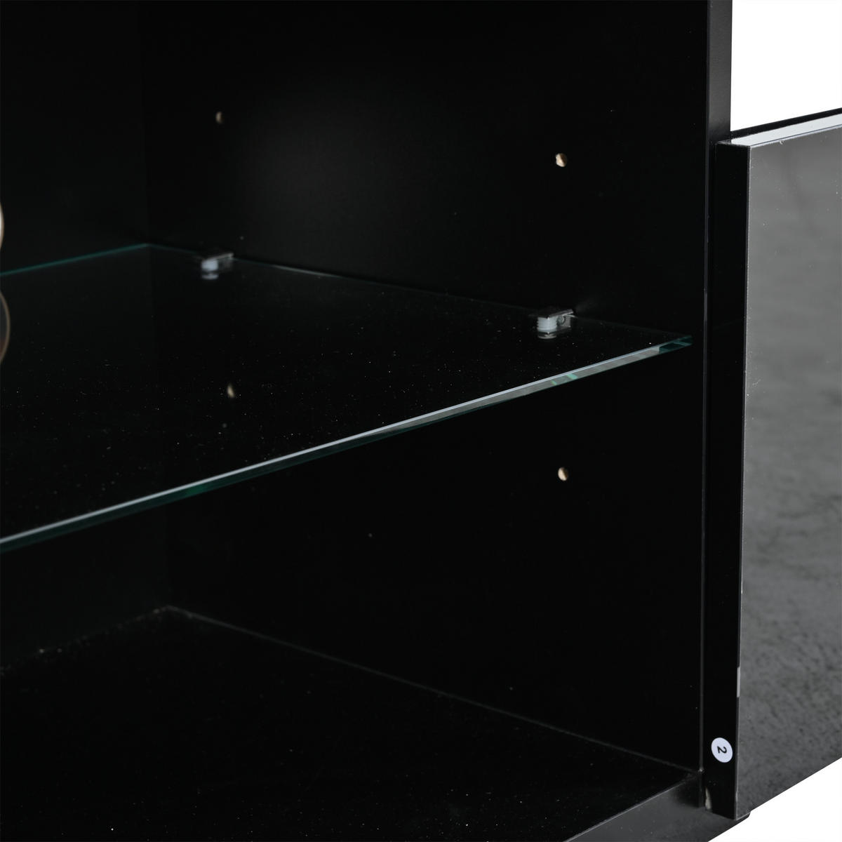 LOWBOARD in Schwarz Hochglanz-TV-Schrank mit verstellbaren Einlegeböden für Fernseher bis ca. 80 Zoll, B180/T35/H45 cm - Schwarz, Glas/Holzwerkstoff (180/45/35cm) - STILVORA