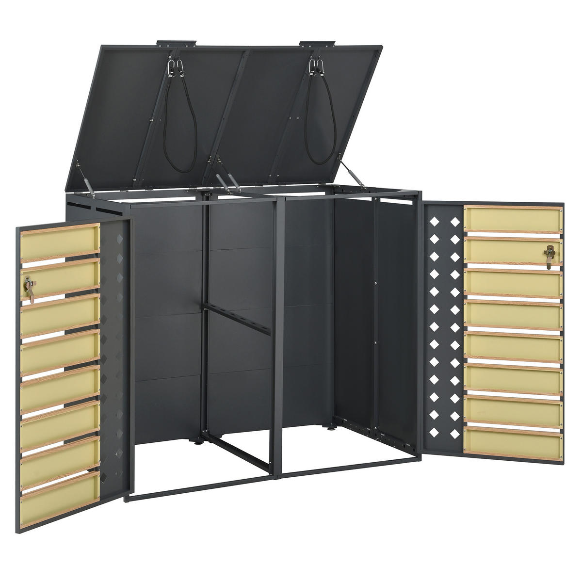 MÜLLTONNENBOX 2 Türen abschließbar Klappdeckel Stauraum - Multicolor, Metall (80/118.5/132cm) - FLIEKS