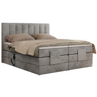 BOXBETT COMFORTO 180/200 - Hellgrau Velvet - H4 - Hellgrau, Holz/Textil (180/200cm) - MKS