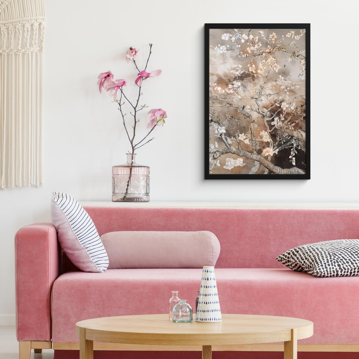 GERAHMTES BILD Mandelblüte - Kunst - Van Gogh - Beige - Abstrakt 40x60 cm - Braun, Papier (40/60cm) - MuchoWow