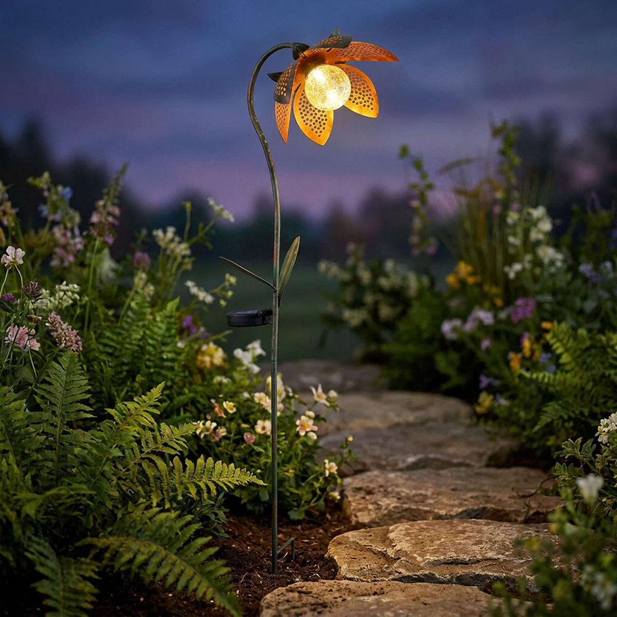 LED AUSSENLEUCHTE Solarleuchte Grün Gold 2er Set - Goldfarben, Glas (25/15/90cm) - Globo Lighting