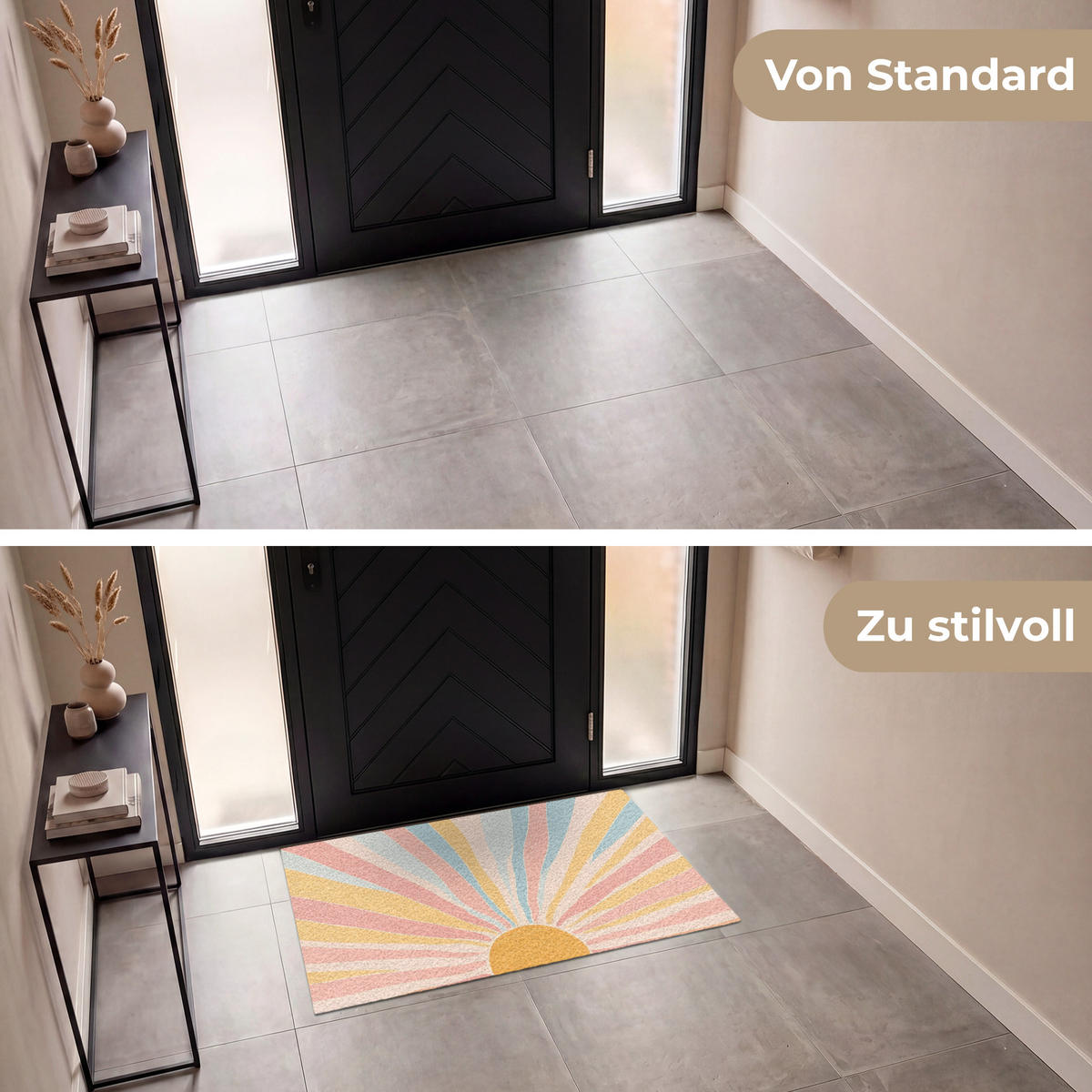ROHOŽKA Ilustrace - Slunce - Pastelové barvy 120x80 cm - světle růžová, textil/umělá hmota (120/0.4cm) - MuchoWow