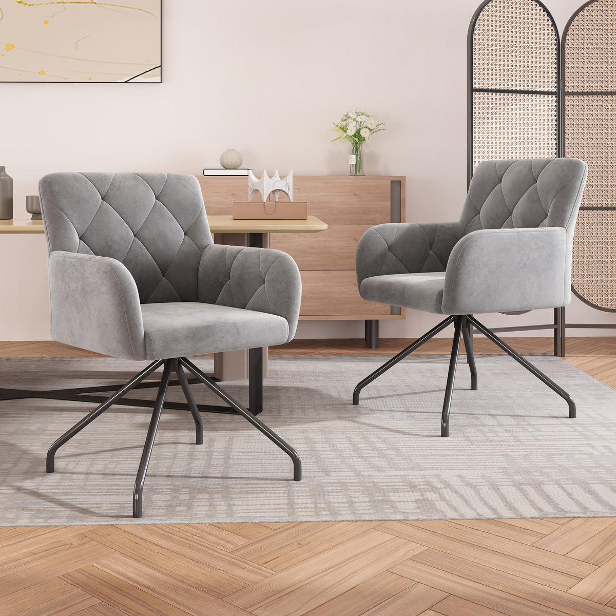 ESSZIMMERSTÜHLE Grey 2er-Set - Grau, Textil (59.69/58.42/59.69cm) - Urban Meuble