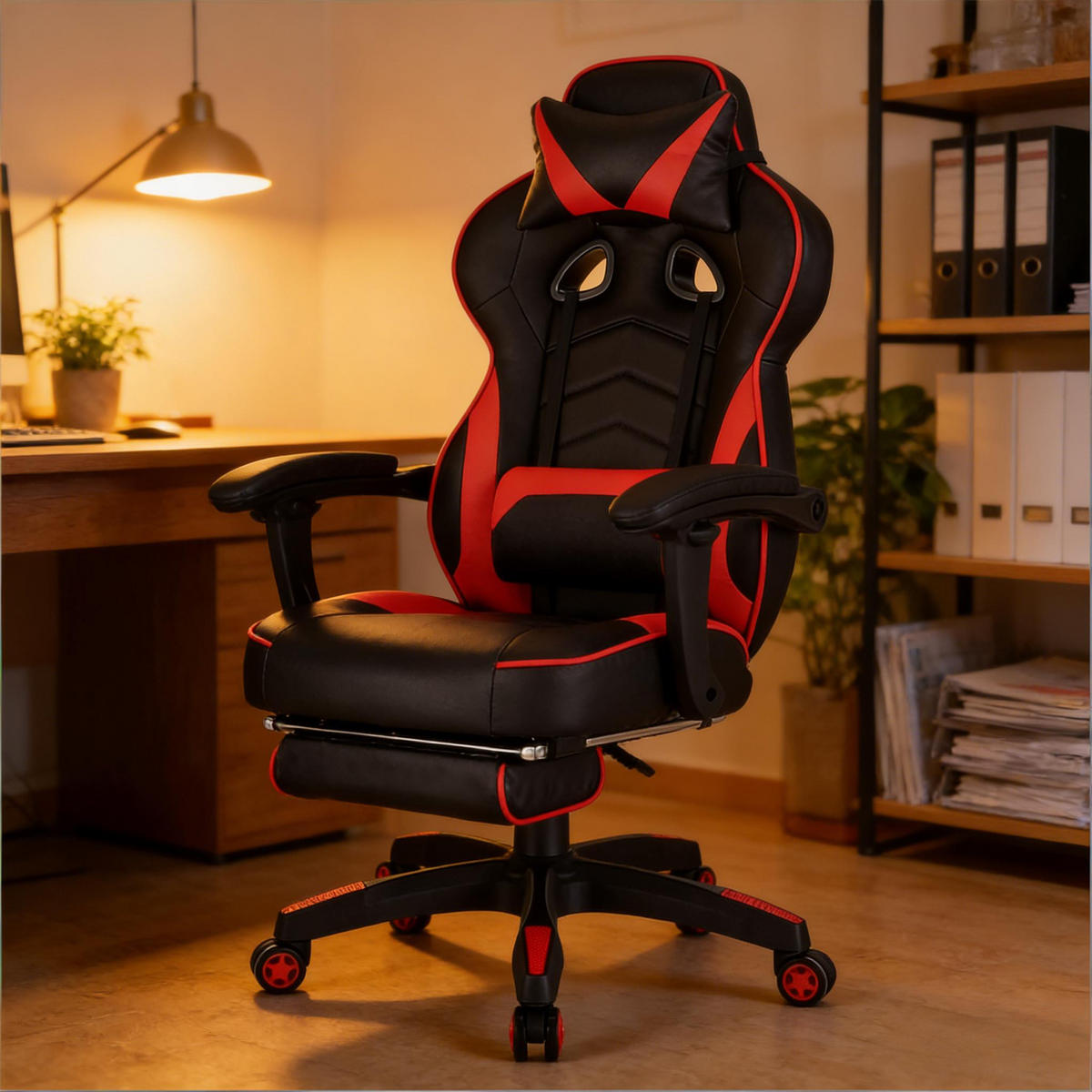 GAMINGSTUHL Schwarz Rot - Schwarz, Metall (70/128/46cm) - PANGIVO