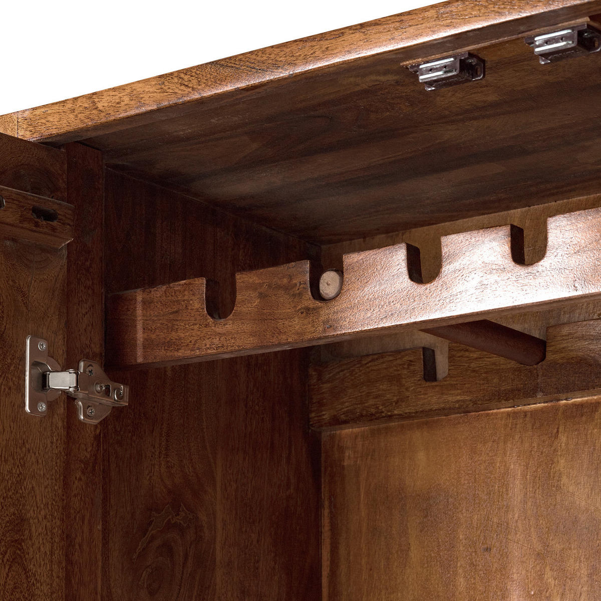 GARDEROBENSET - 4-teilig - Akazie massiv / Metall - Akazie / Gold - Akaziefarben, Holz/Metall (300/192/45cm) - home24