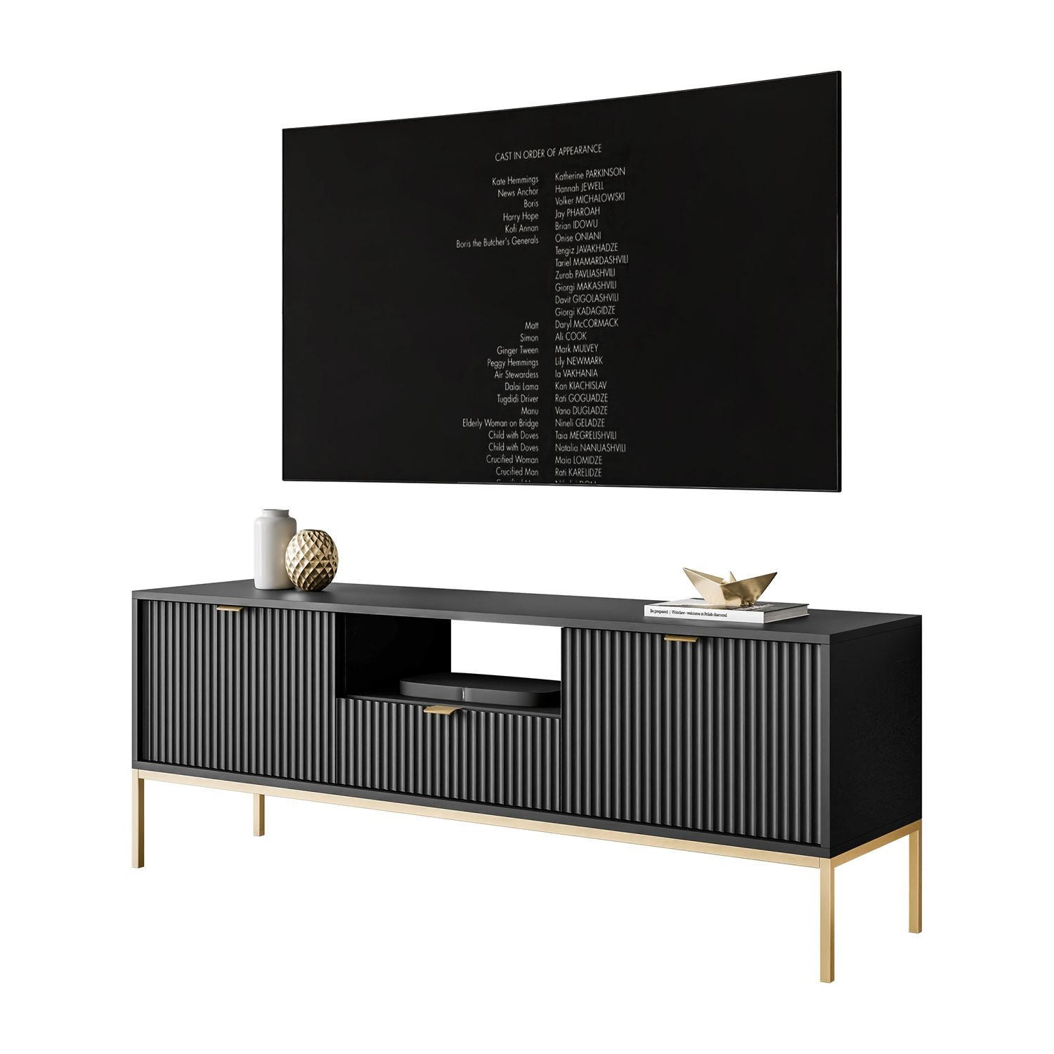 TV-ELEMENT CORTADO GOLD RTV154 SCHWARZ - Schwarz, Holzwerkstoff (154/56/39cm) - Lookway