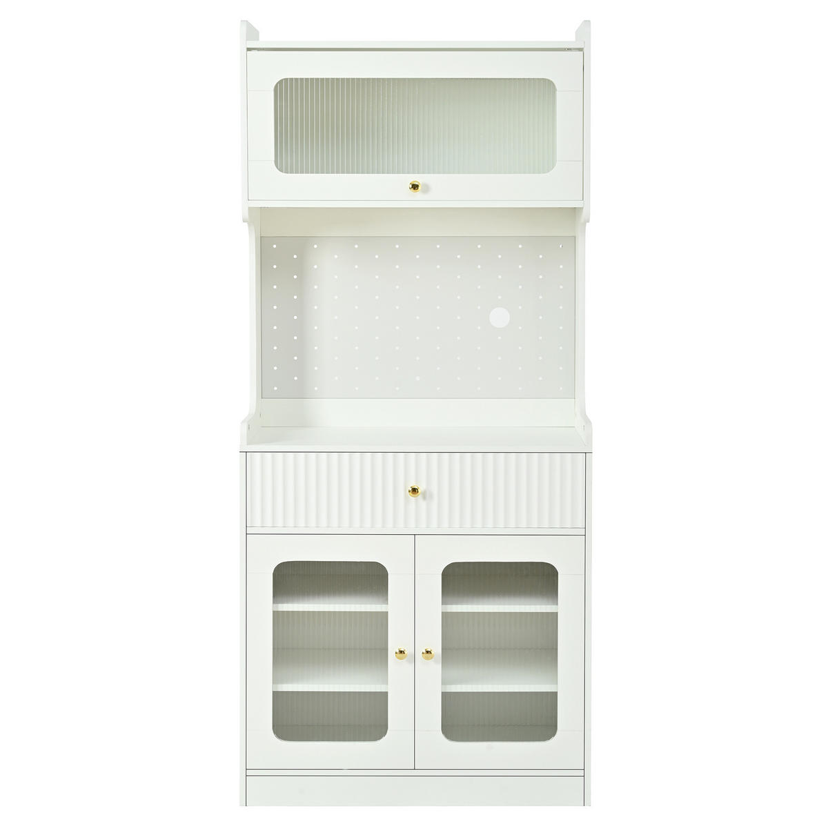 HIGHBOARD mit LED-Beleuchtung 80 x 40 x 180 cm Weiß - Weiß, Holzwerkstoff (40/180/80cm) - Meubliv