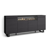 SIDEBOARD Elektrokamin, schwarz, 200/35/87cm - Schwarz, Holzwerkstoff (200/87/35cm) - Skraut Home