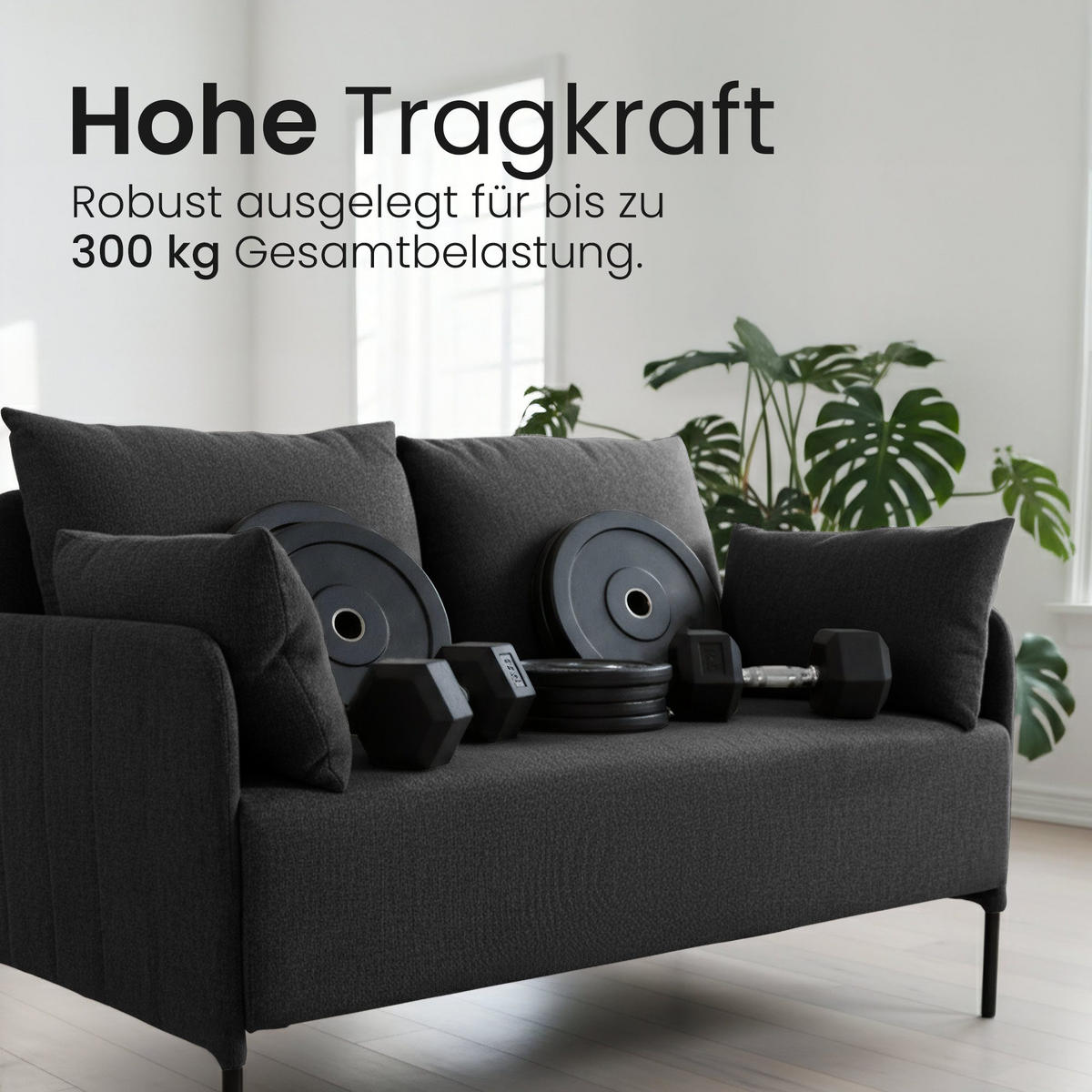 SOFA 131/79 cm Stoff Schwarz - Schwarz, Textil/Metall (131/79/79cm) - CLP