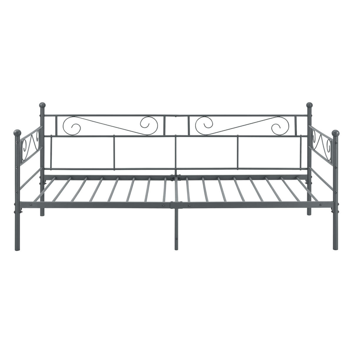 TAGESBETT Kerava - Dunkelgrau, Metall (90/200cm) - [en.casa]