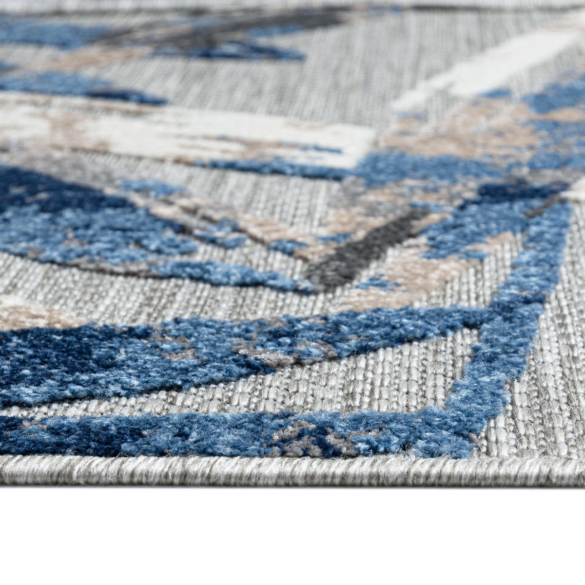 TEPPICH Outdoor Blue Pflanzlich Kurzflor Rechteckig Grey - 80x150 cm - Dunkelgrau, Textil (80/150cm) - Mazovia