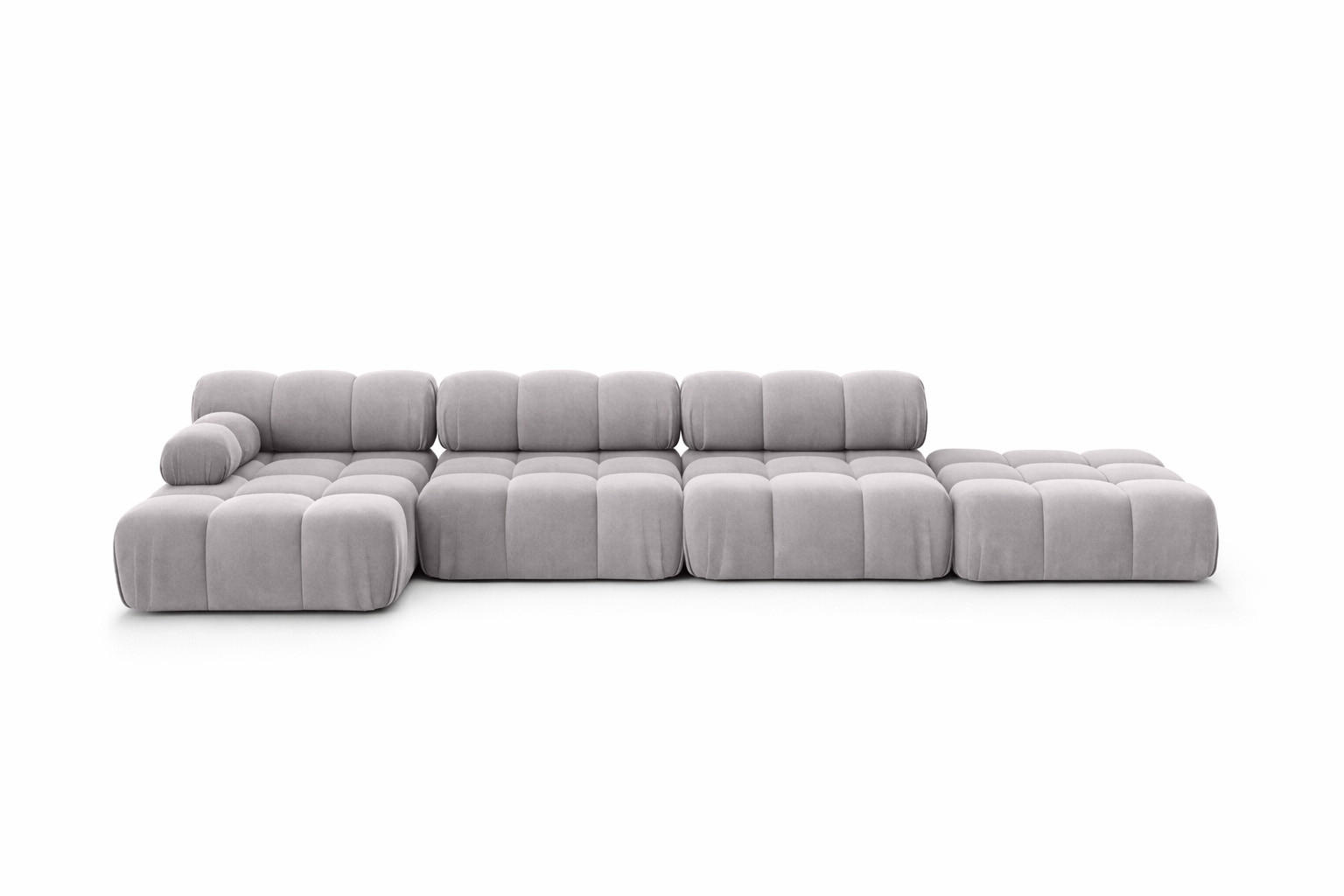 ECKSOFA L-Form XL, Stoff Velours Salvador, Grau, Links, Selia L XL - Grau, Holz (380/160cm) - Kaiser Möbel