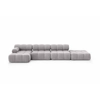 ECKSOFA L-Form XL, Stoff Velours Salvador, Grau, Links, Selia L XL - Grau, Holz (380/160cm) - Kaiser Möbel