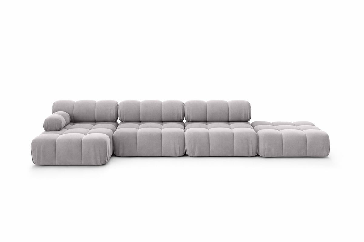 ECKSOFA L-Form XL, Stoff Velours Salvador, Grau, Links, Selia L XL - Grau, Holz (380/160cm) - Kaiser Möbel