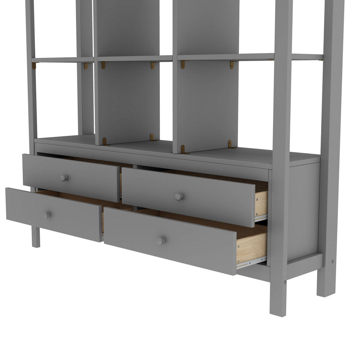 HOCHBETT 140x200cm Grau Kinderhochbett Stauraumschubladen Schreibtisch - Grau, Holz (140/200cm) - FLIEKS